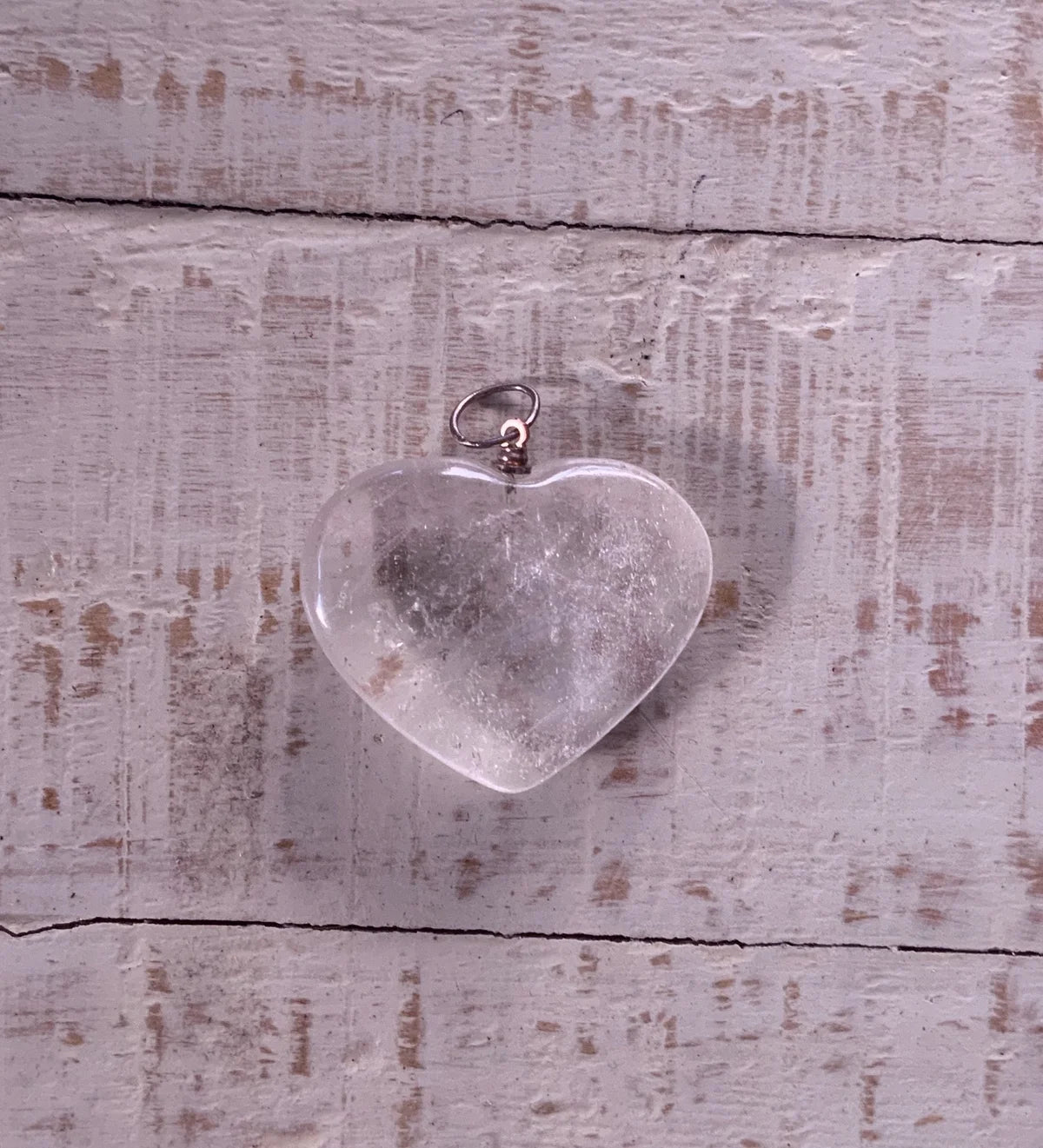 Clear quartz love heart pendant  approx 3-4cm