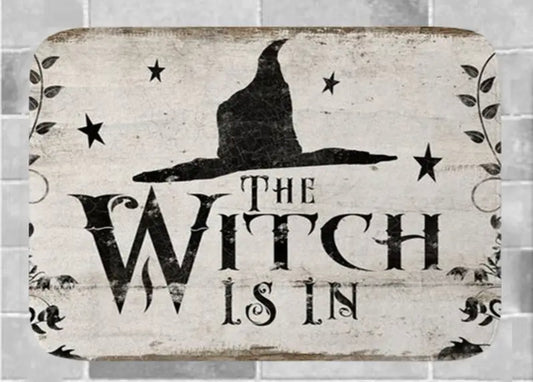 Bathroom mat ‘the witch is in’ decorative halloween.