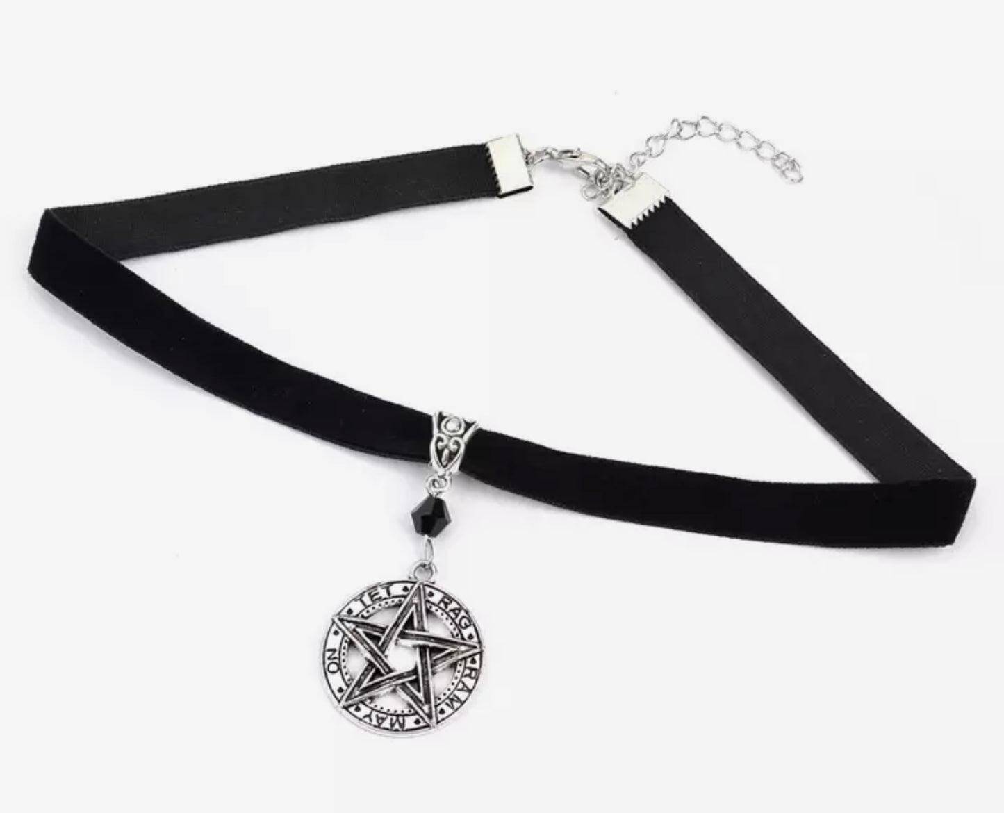Gothic Dark Pentagram Pendant Chokers Necklace Star Witchy Velvet Necklaces Pagan Wicca For Alternative Girl Mystical Jewelry