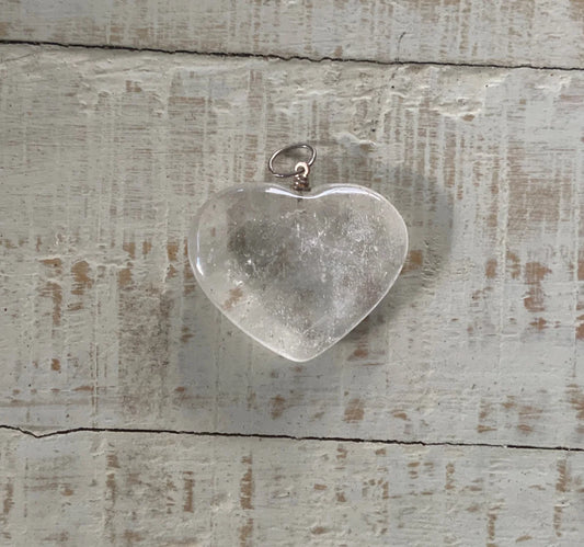 Clear quartz love heart pendant  approx 3-4cm