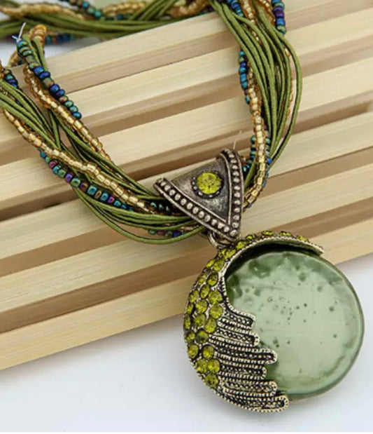 Boho pendant -layered beads.